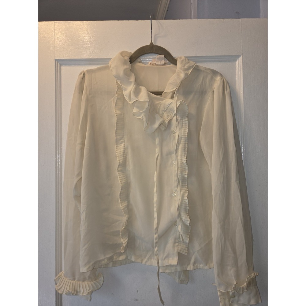 Vintage 80's Poet Wrap Blouse. Pleated. Ruffles. 10